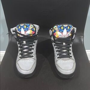 Adidas High-Top Sneakers with Colorful Floral Tongue